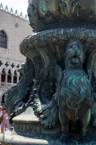 Italy, Venice, Doge's Palace, STATUE OF OLD BUILDING