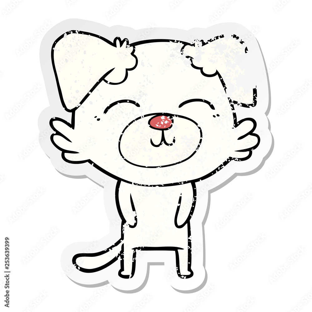 distressed sticker of a cartoon dog