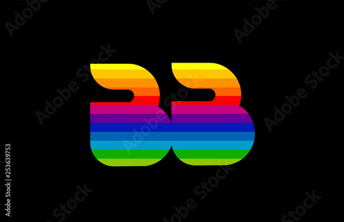 rainbow color colored colorful alphabet letter bb b b logo combination