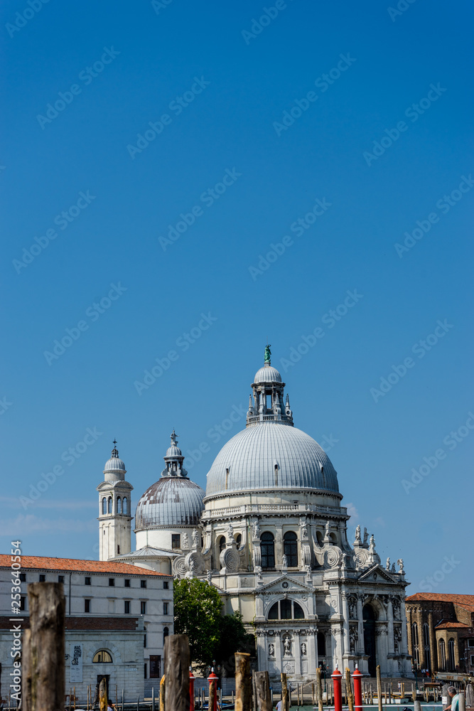 Italy, Venice, Santa Maria della Salute, VIEW OF BUILDING AGAINST BLUE SKY