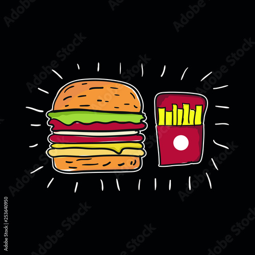 Hamburguer with Fries Foodie Fast Food