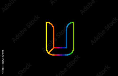 rainbow color colored colorful alphabet letter u logo icon design