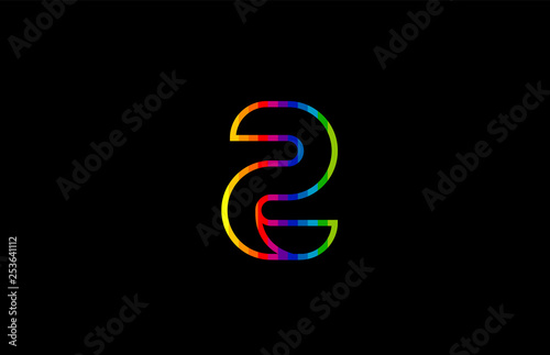 rainbow color colored colorful number 2 two logo icon design