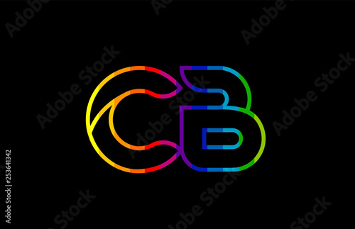 rainbow color colored colorful alphabet letter cb c b logo combination