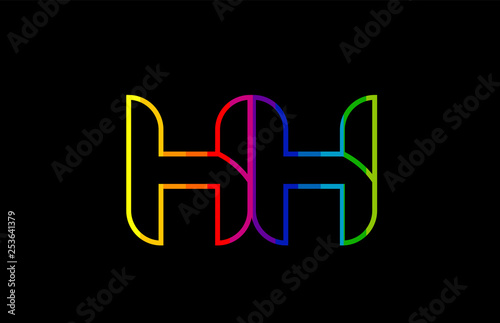 rainbow color colored colorful alphabet letter hh h h logo combination