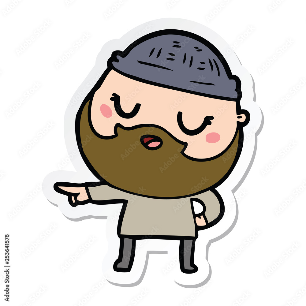 sticker of a cute cartoon man with beard