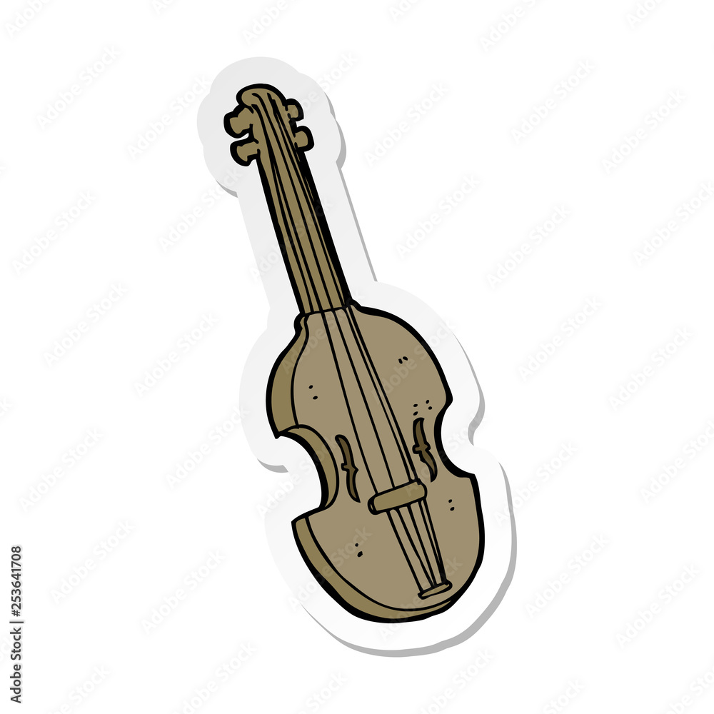 sticker of a cartoon violin