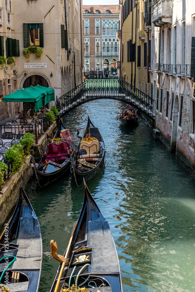 Italy, Venice, Venice, HIGH ANGLE VIEW OF BOATS IN CANAL AMIDST BUILDINGS