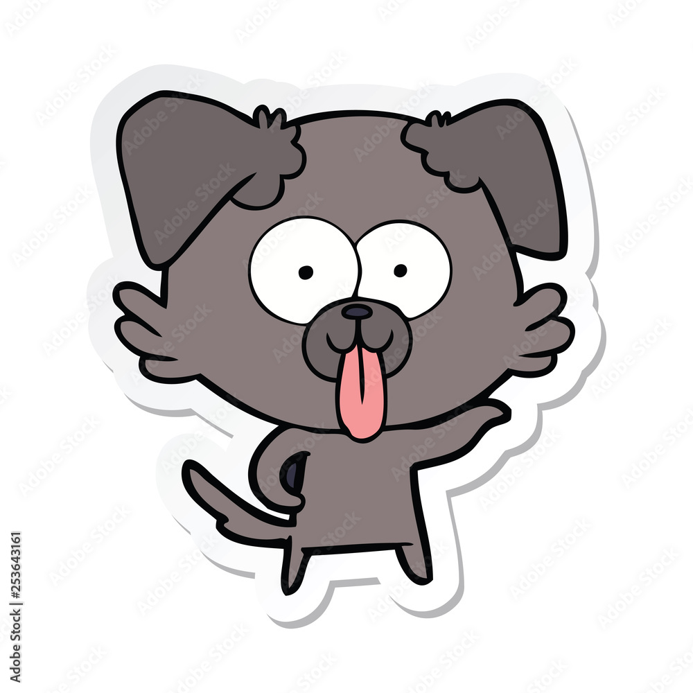 sticker of a cartoon dog with tongue sticking out sticker of a cartoon dog with tongue sticking out