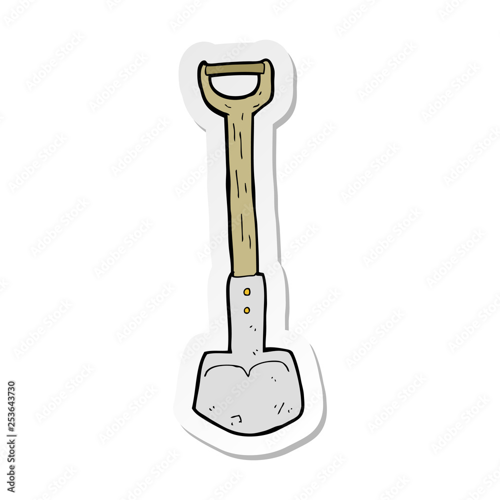 sticker of a cartoon shovel