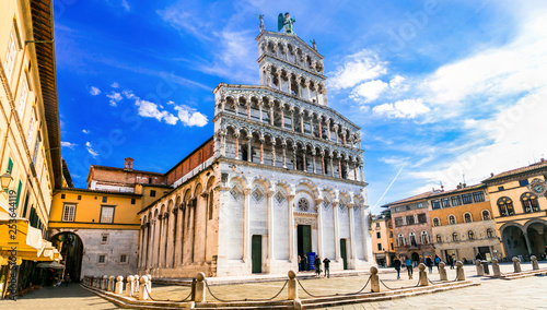 Landmarks of Italy - basilica "San Michele in Foro" -important religious site in Lucca. Tuscany.