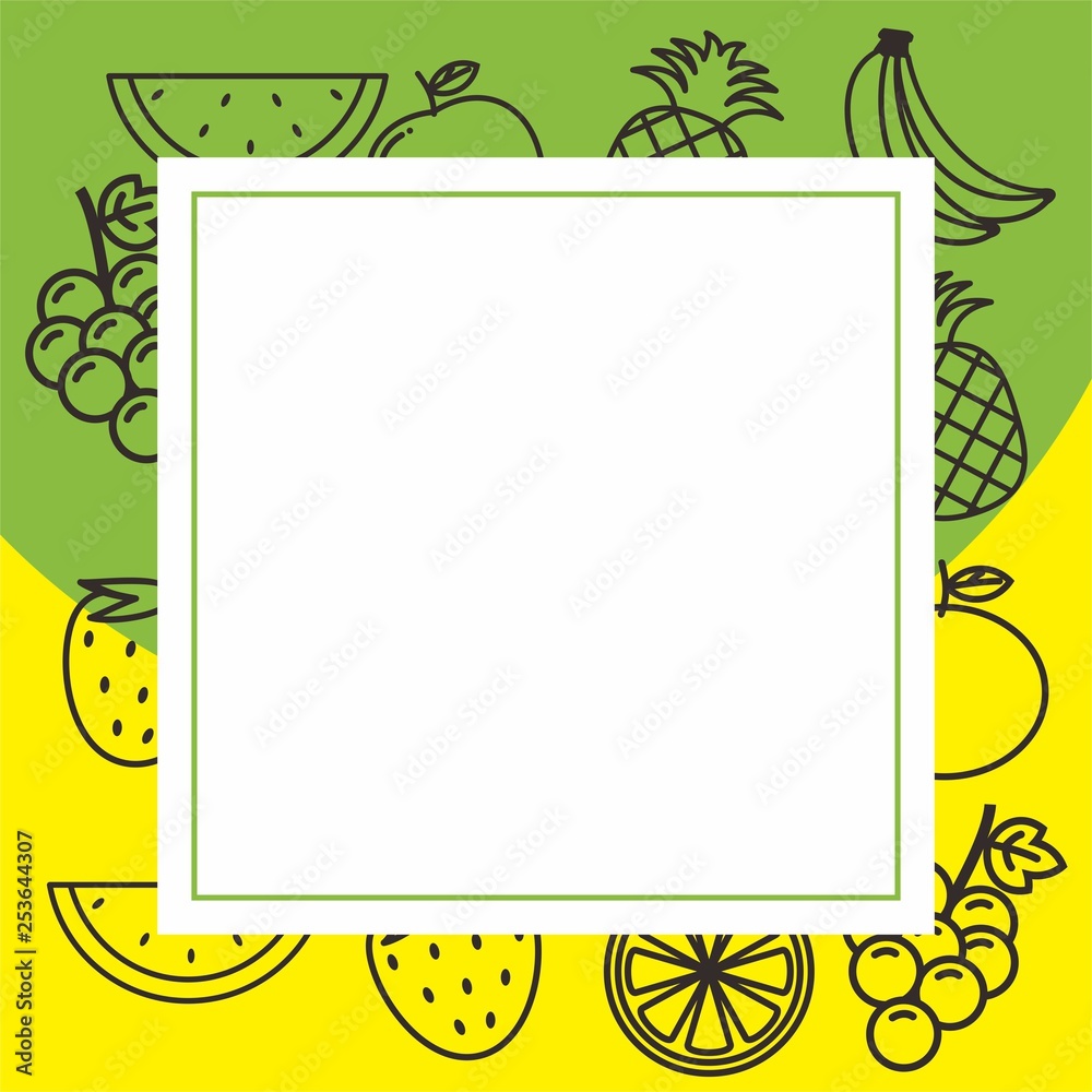 Obraz premium Frame with doodle fruit vector 