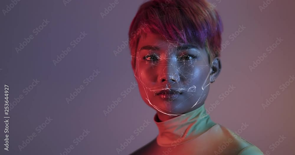 Facial recognition scan of gender neutral person Facial recognition scan of gender neutral person