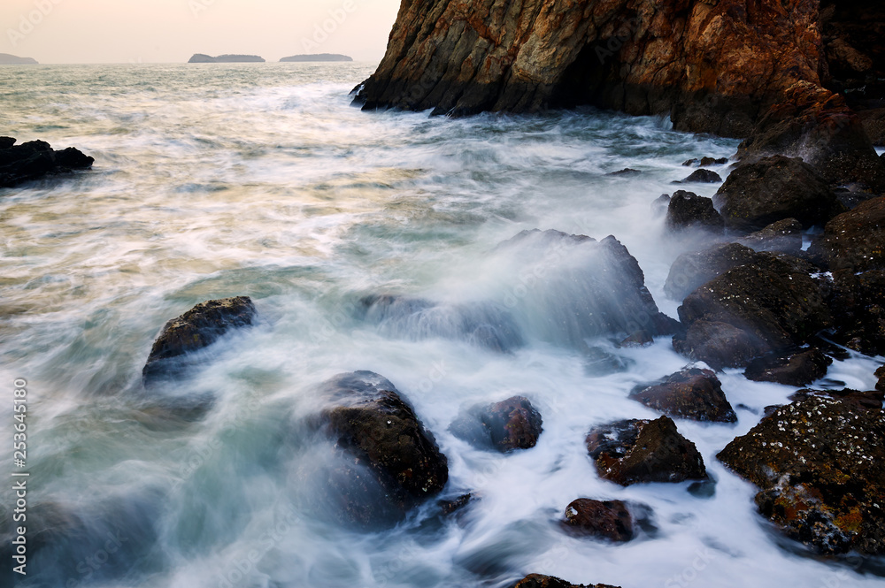 The landscape of coast sunrise of Dalian Bay, China. The landscape of coast sunrise of Dalian Bay, China.