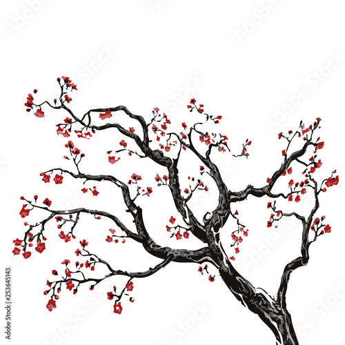 Sakura tree in blossom vector