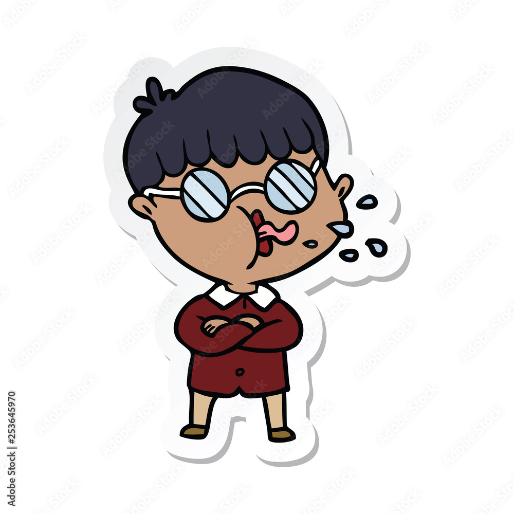 sticker of a cartoon boy wearing spectacles sticker of a cartoon boy wearing spectacles