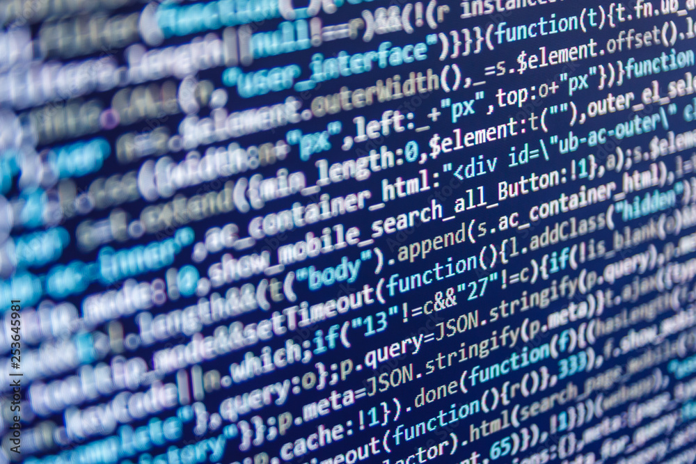 React HTML, native concept on LCD. Php Code on computer screen. Web ...
