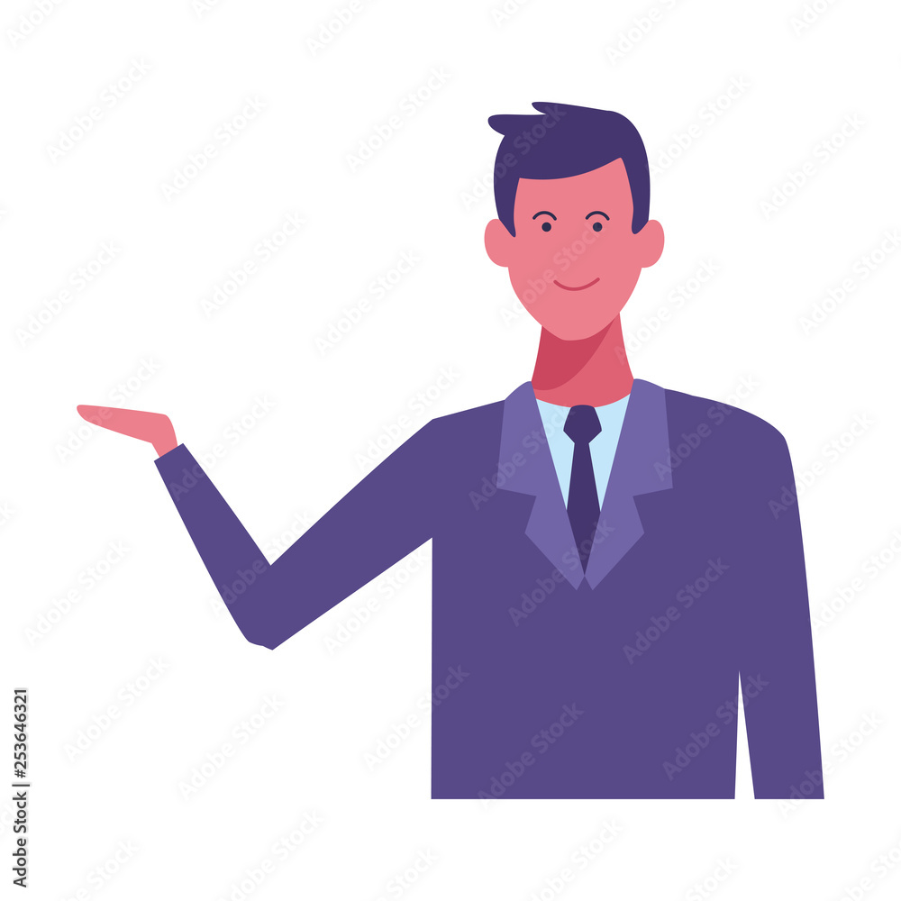 businessman with hand open cartoon businessman with hand open cartoon