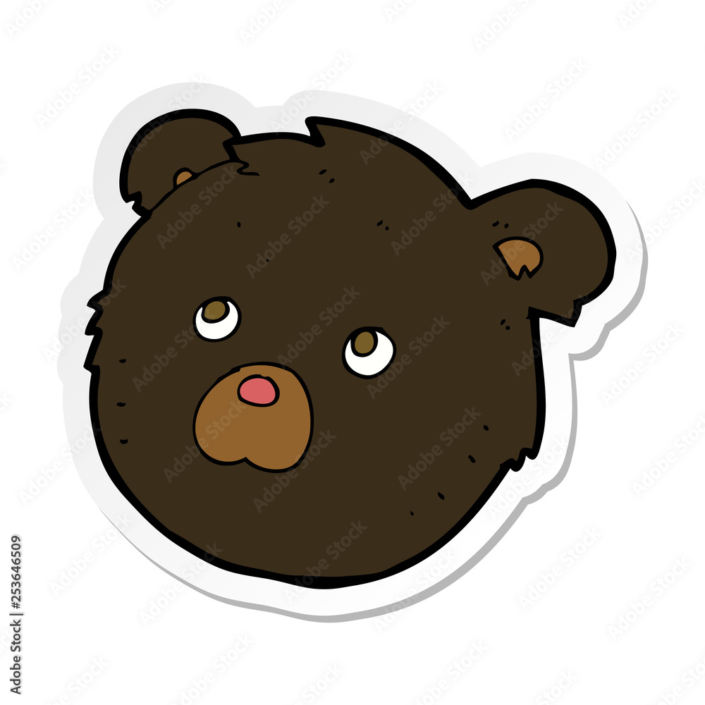 sticker of a cartoon black bear face sticker of a cartoon black bear face