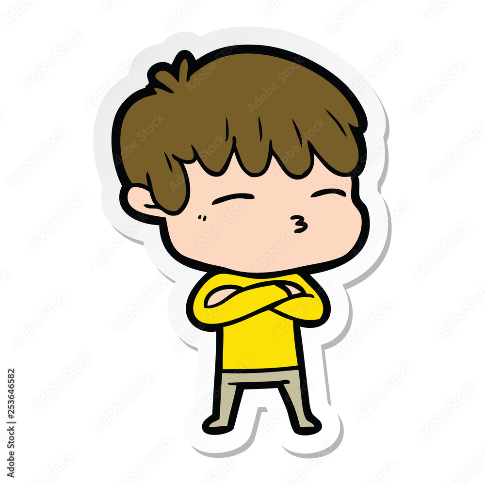 sticker of a cartoon frustrated man