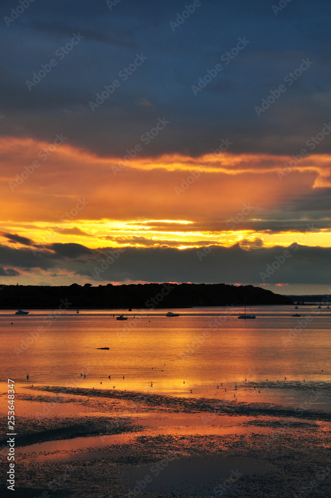 Poole harbour sunset in the summertime.