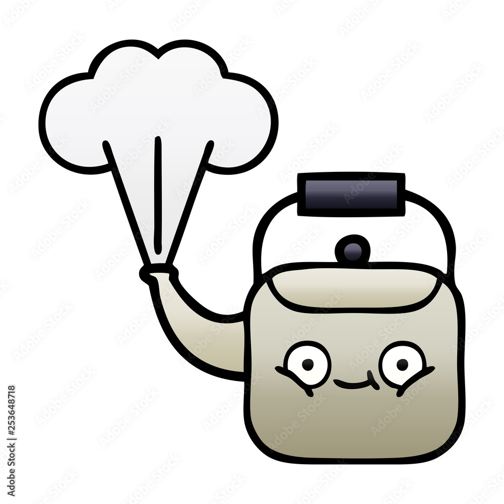 Fototapeta premium gradient shaded cartoon steaming kettle