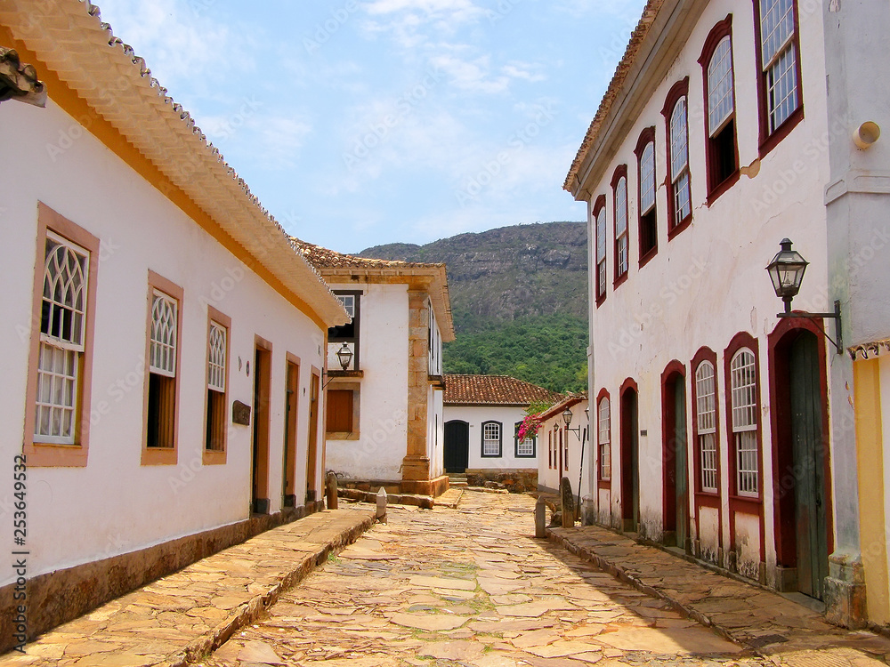 Street in the famous of historical town Ouro Preto Minas Gerais Brazil