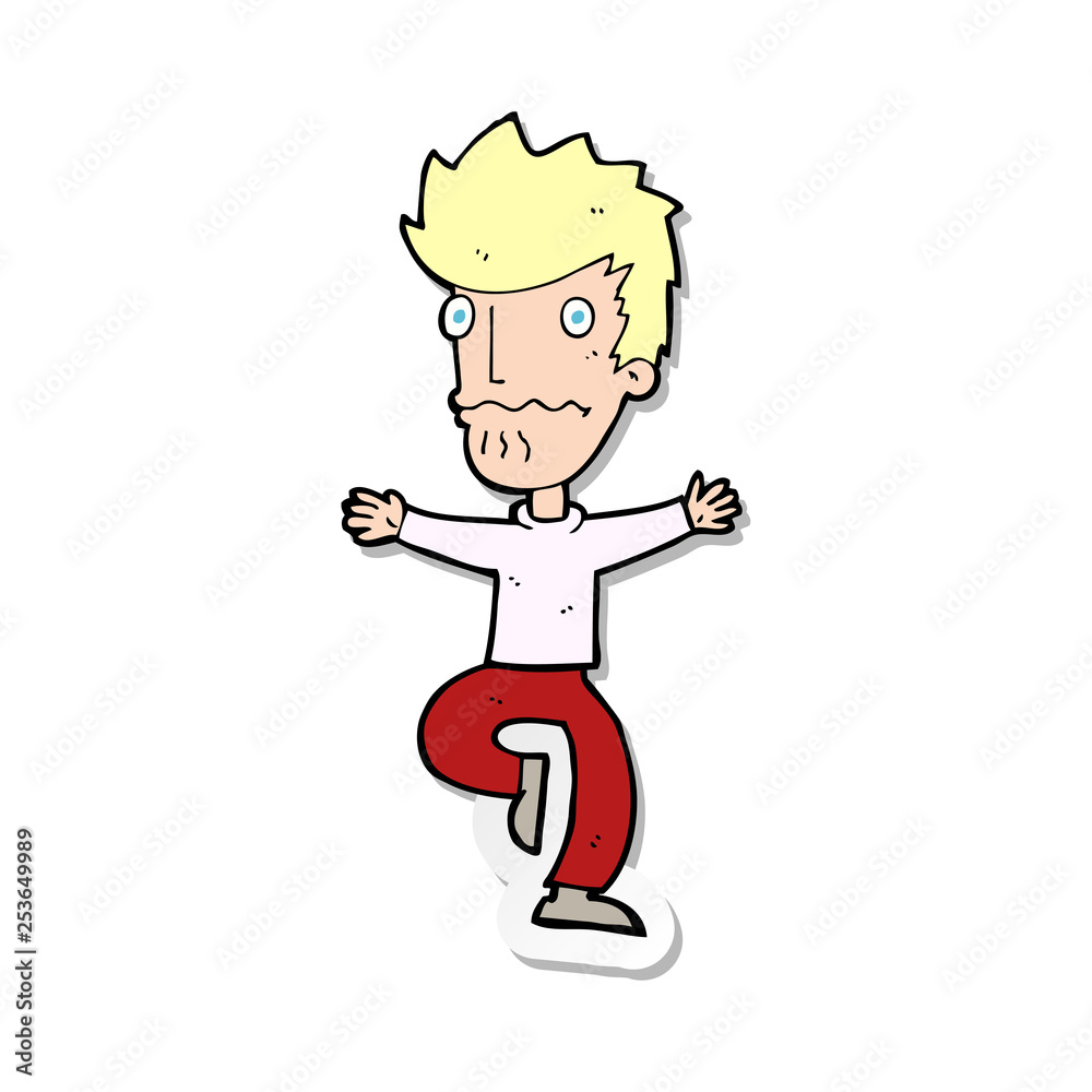 sticker of a cartoon frightened man sticker of a cartoon frightened man