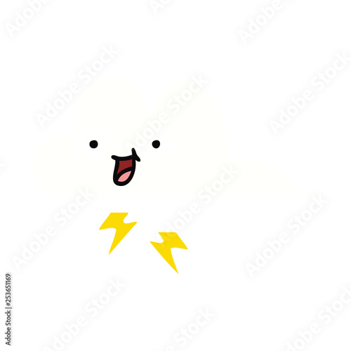 flat color retro cartoon thunder cloud