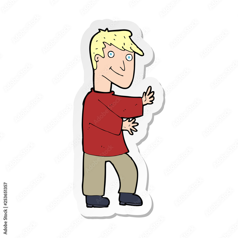 sticker of a cartoon happy man