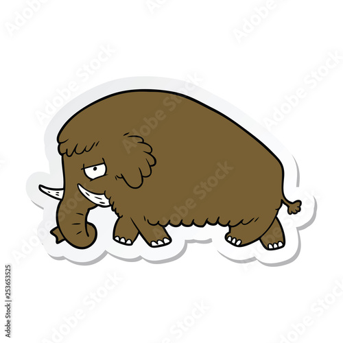 sticker of a cartoon mammoth