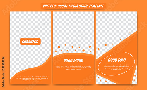 Cheerful social media story design template set in orange fun happy cheer joyful color palette for fashion, promotion, article, blog, or community
