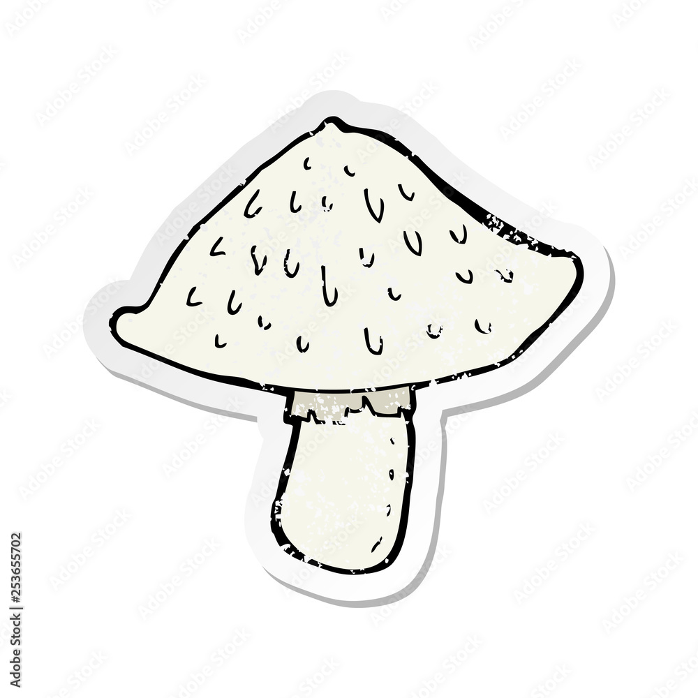 retro distressed sticker of a cartoon wild mushroom retro distressed sticker of a cartoon wild mushroom