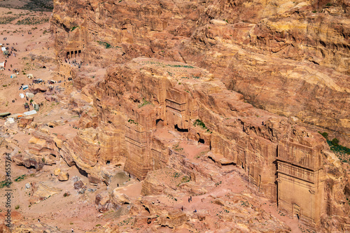 Aerial view of royal tombs in Petra, Jordan photo