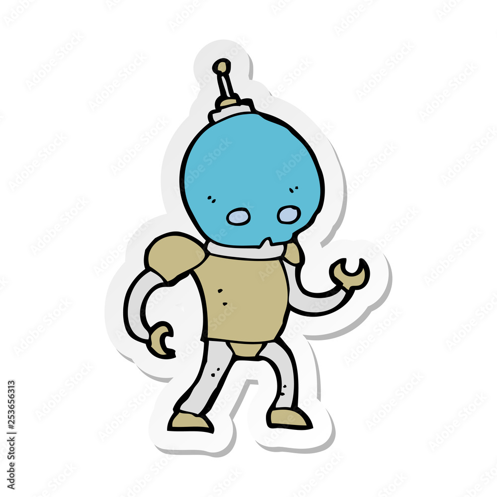 sticker of a cartoon alien robot sticker of a cartoon alien robot