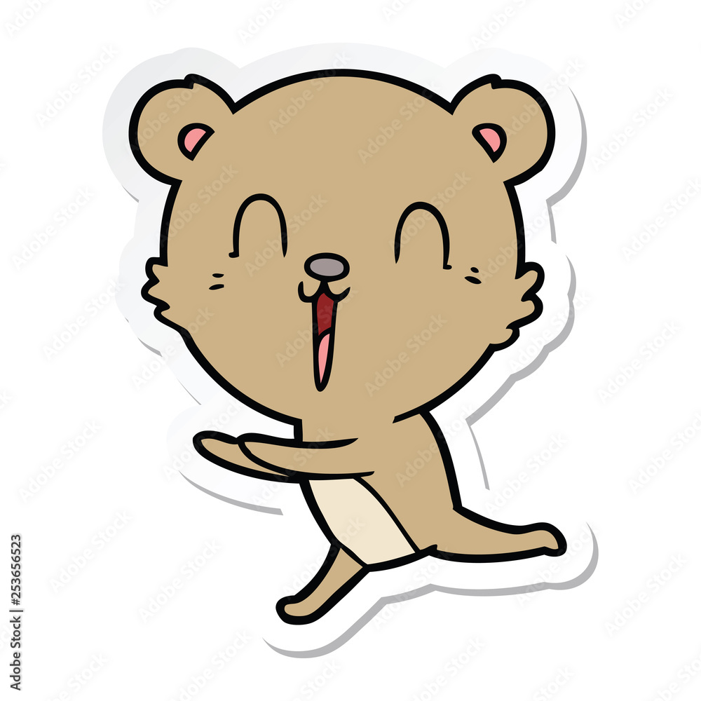 Obraz premium sticker of a happy cartoon bear