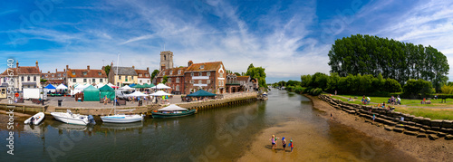 Children play in the river Frome at Wareham