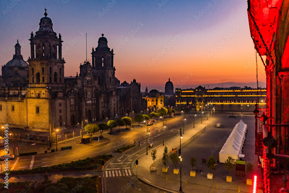 Metropolitan Cathedral Zocalo Mexico City Mexico Sunrise