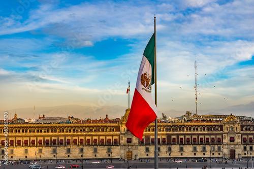 Mexican Flag Presidential National Palace Balcony Monument Mexico City Mexico photo