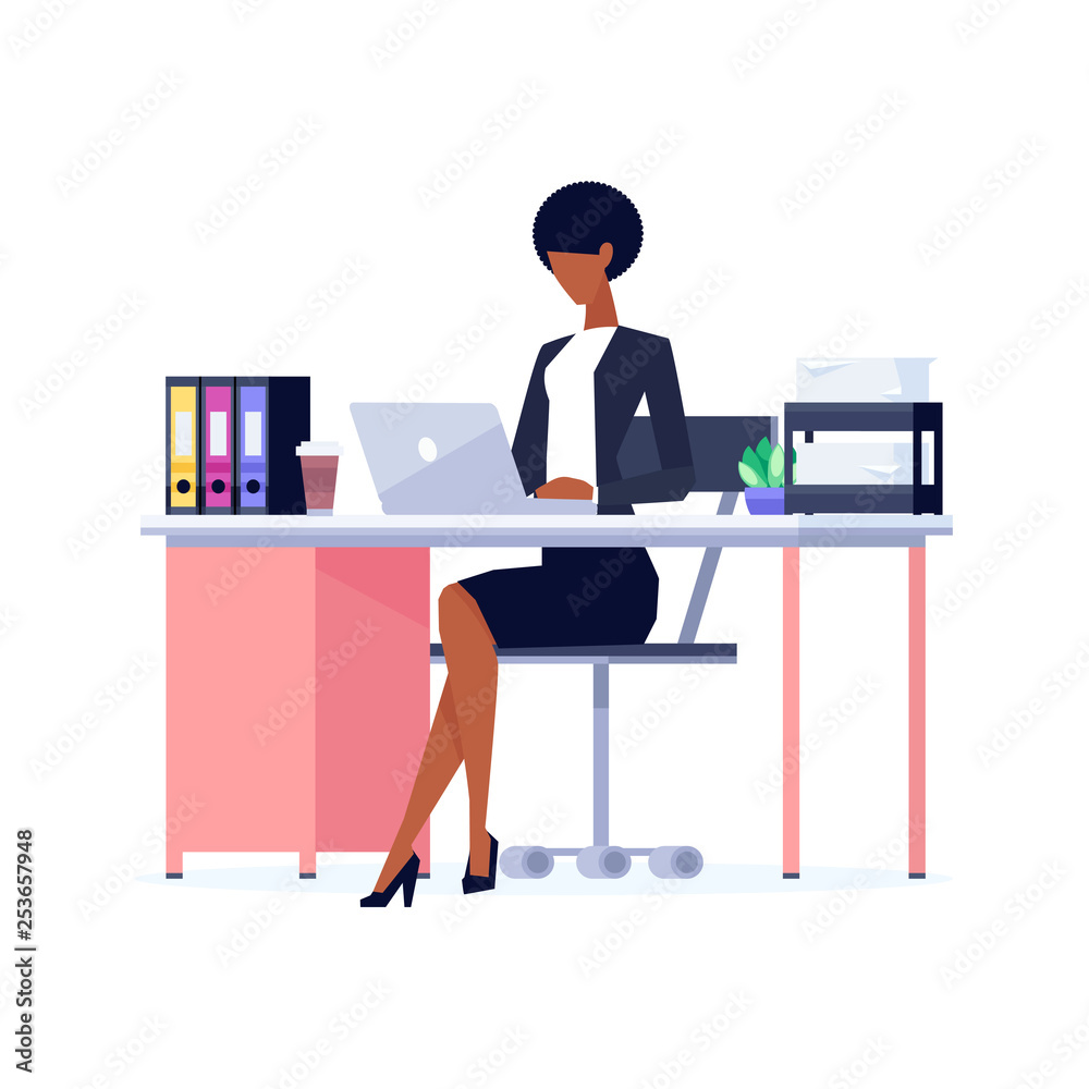 African American businesswoman using laptop African American businesswoman using laptop