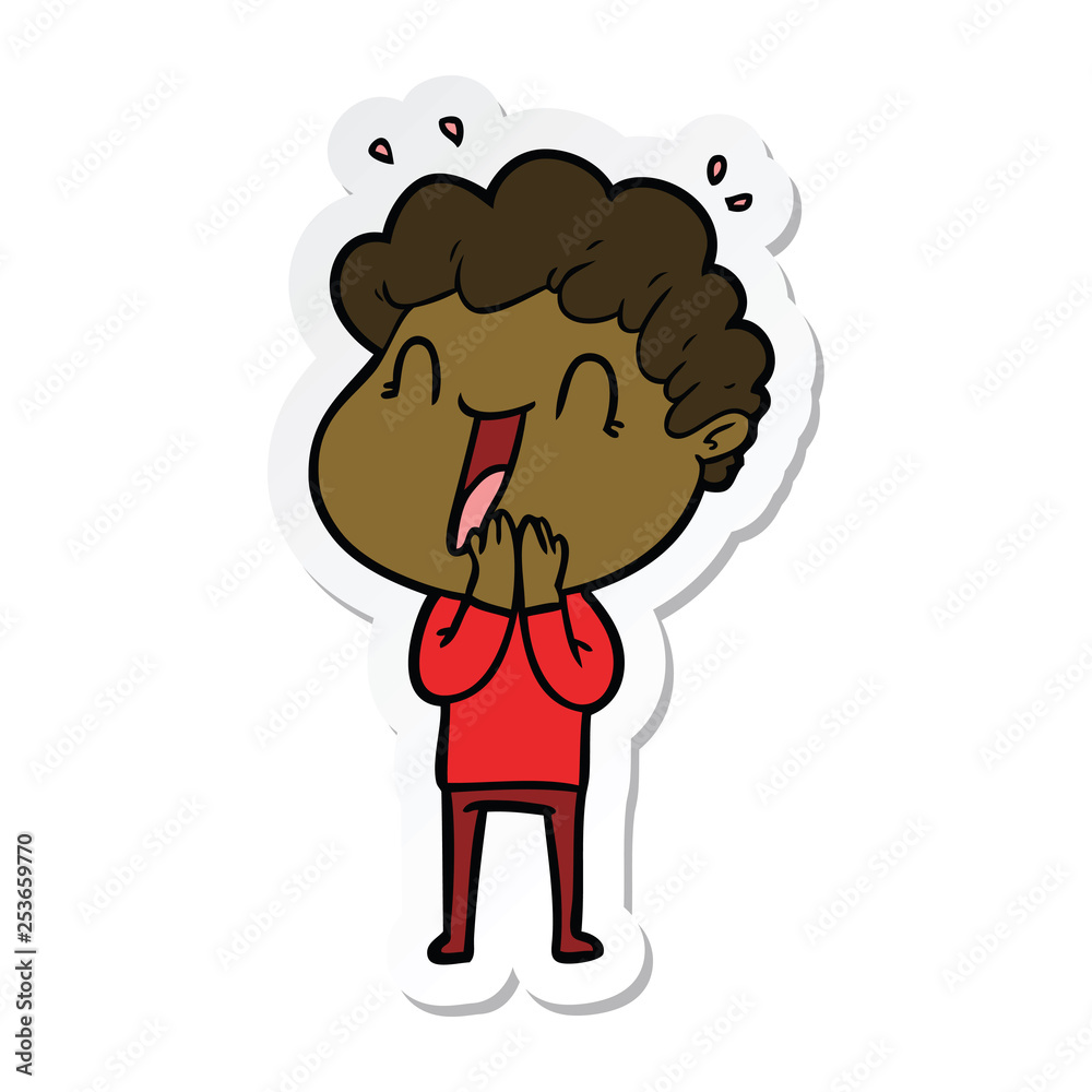 sticker of a cartoon happy man sticker of a cartoon happy man