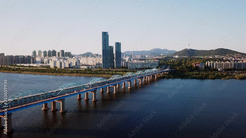 Beautiful cityscape.Aerial view of Seoul City Skyline,South Korea.