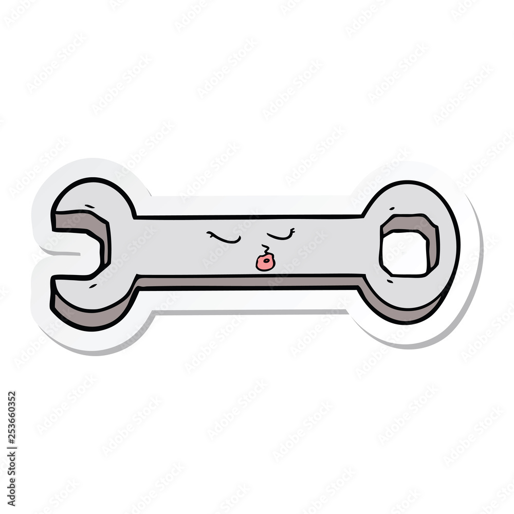 sticker of a cartoon spanner sticker of a cartoon spanner