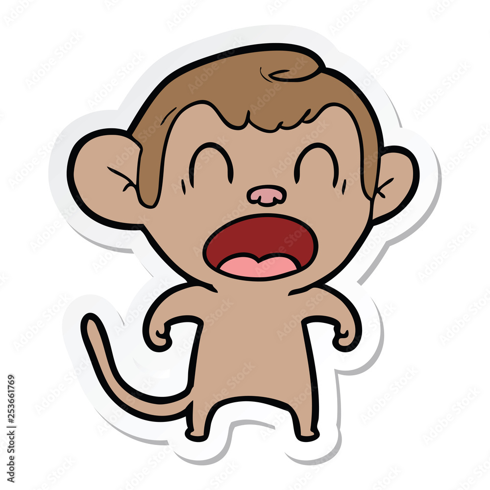 sticker of a shouting cartoon monkey sticker of a shouting cartoon monkey