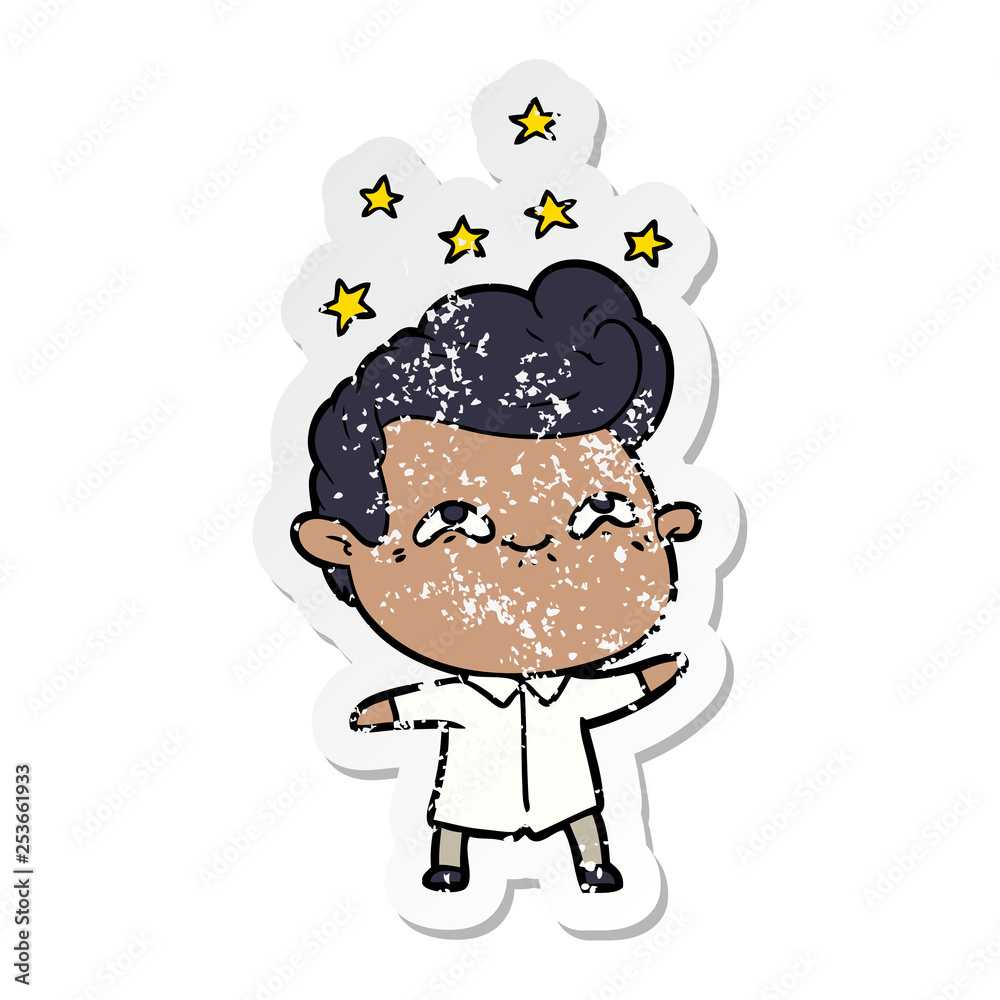 Fototapeta premium distressed sticker of a cartoon excited man