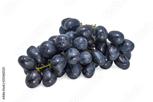 Black grapes with white background