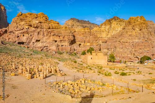 The great temple and Qasr al Bint at petra, Jordan photo