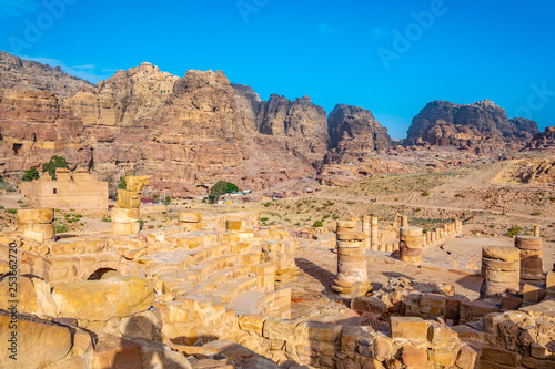 The great temple and Qasr al Bint at petra, Jordan photo