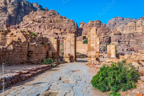 Temenos gateway in front of the Qasr al Bint in Petra, Jordan photo