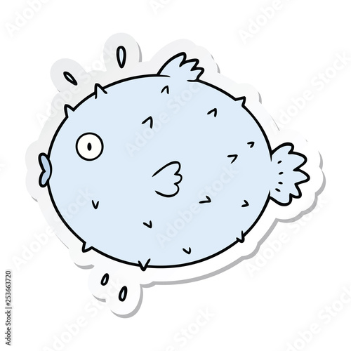 sticker of a cartoon puffer fish
